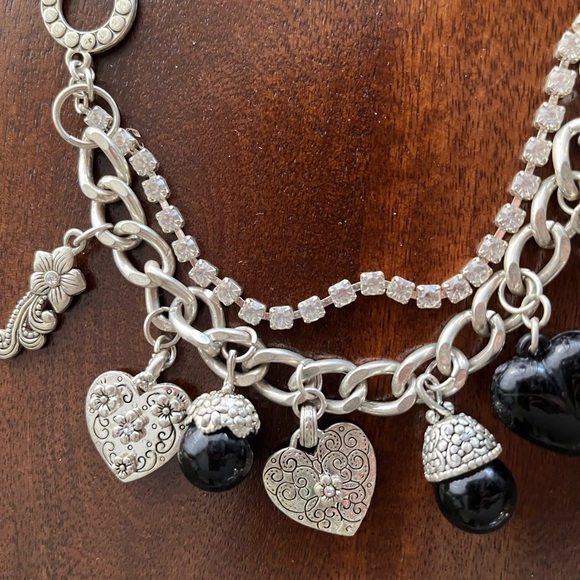 Silver and Black  Bracelet with Charms - Picture 4 of 5